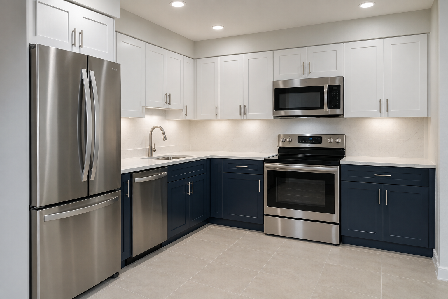 Newly completed practical condo kitchen