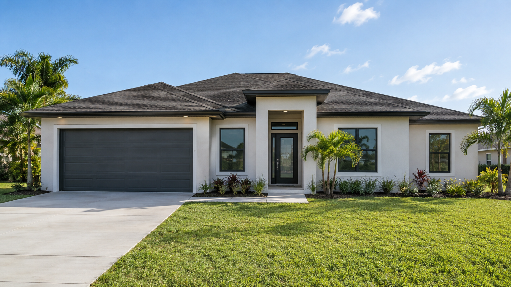 Newly completed single-story Florida home