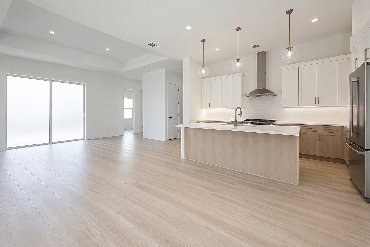 Newly completed open-plan home interior