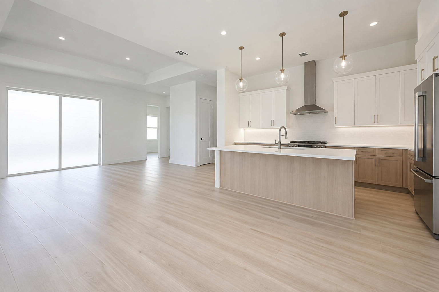 Newly completed open-plan home interior