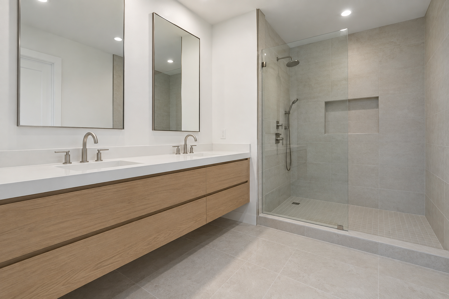 Newly completed bathroom remodel