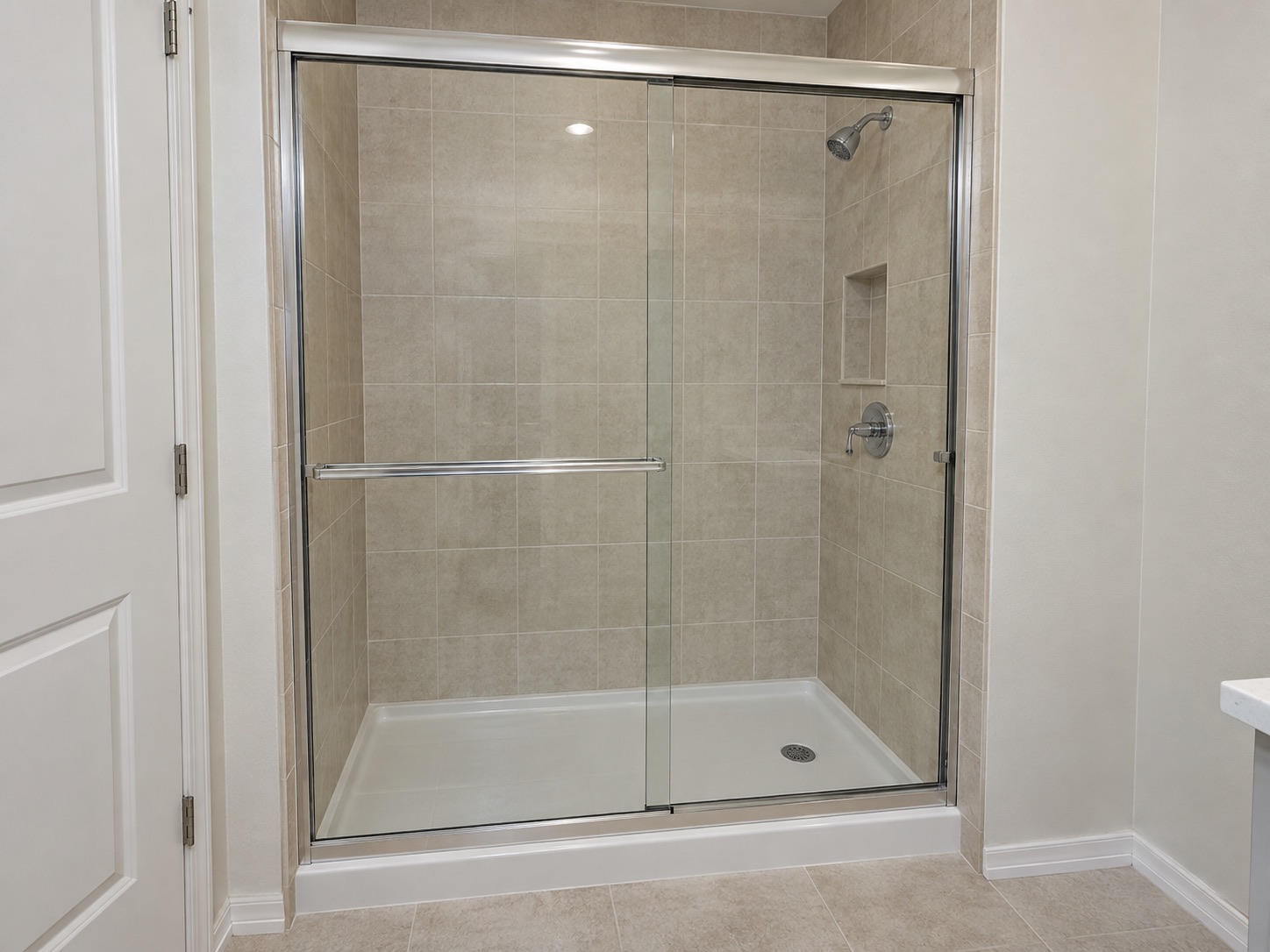 Completed compact glass shower
