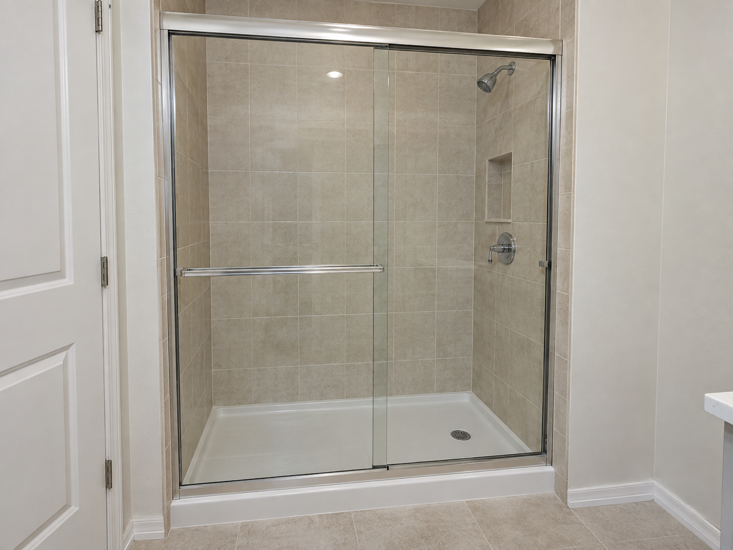 Completed compact glass shower