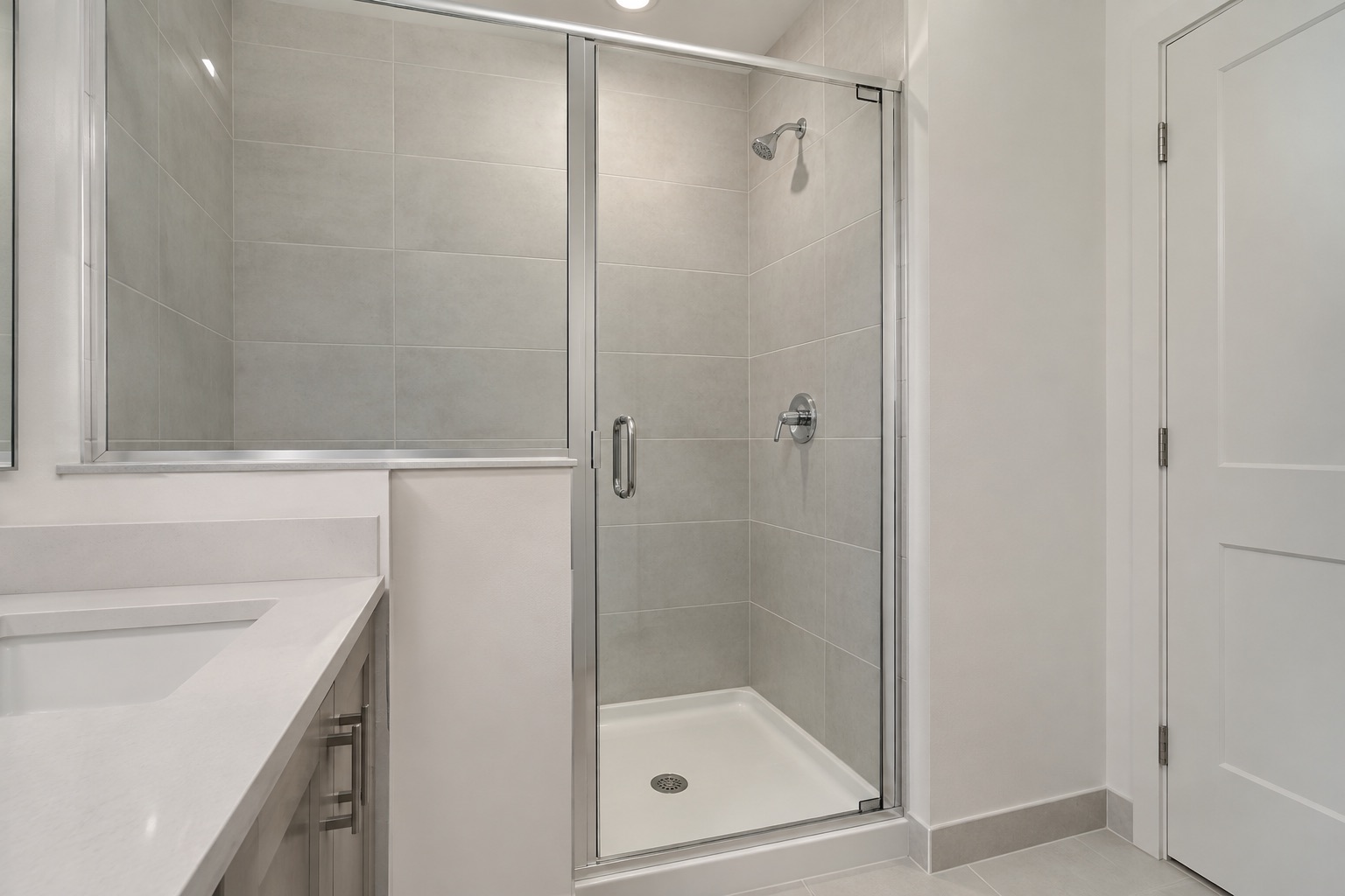 New glass shower installation detail