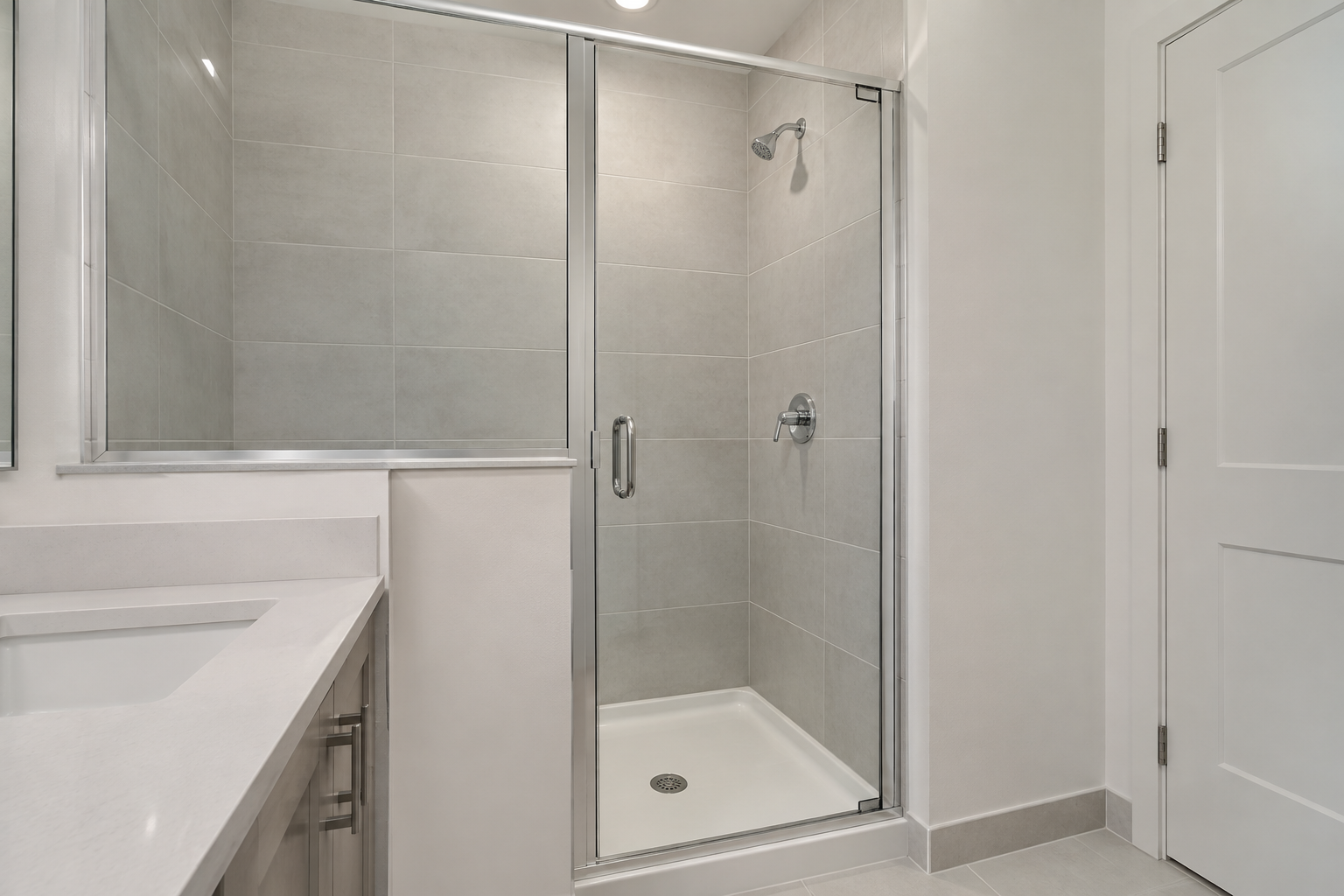 New glass shower installation detail